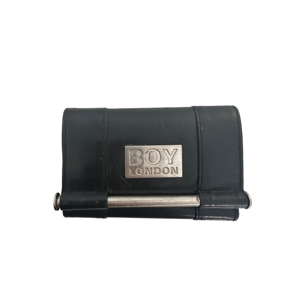 Boy London Black Leather Industrial Metal Bar Key Holder Wallet
